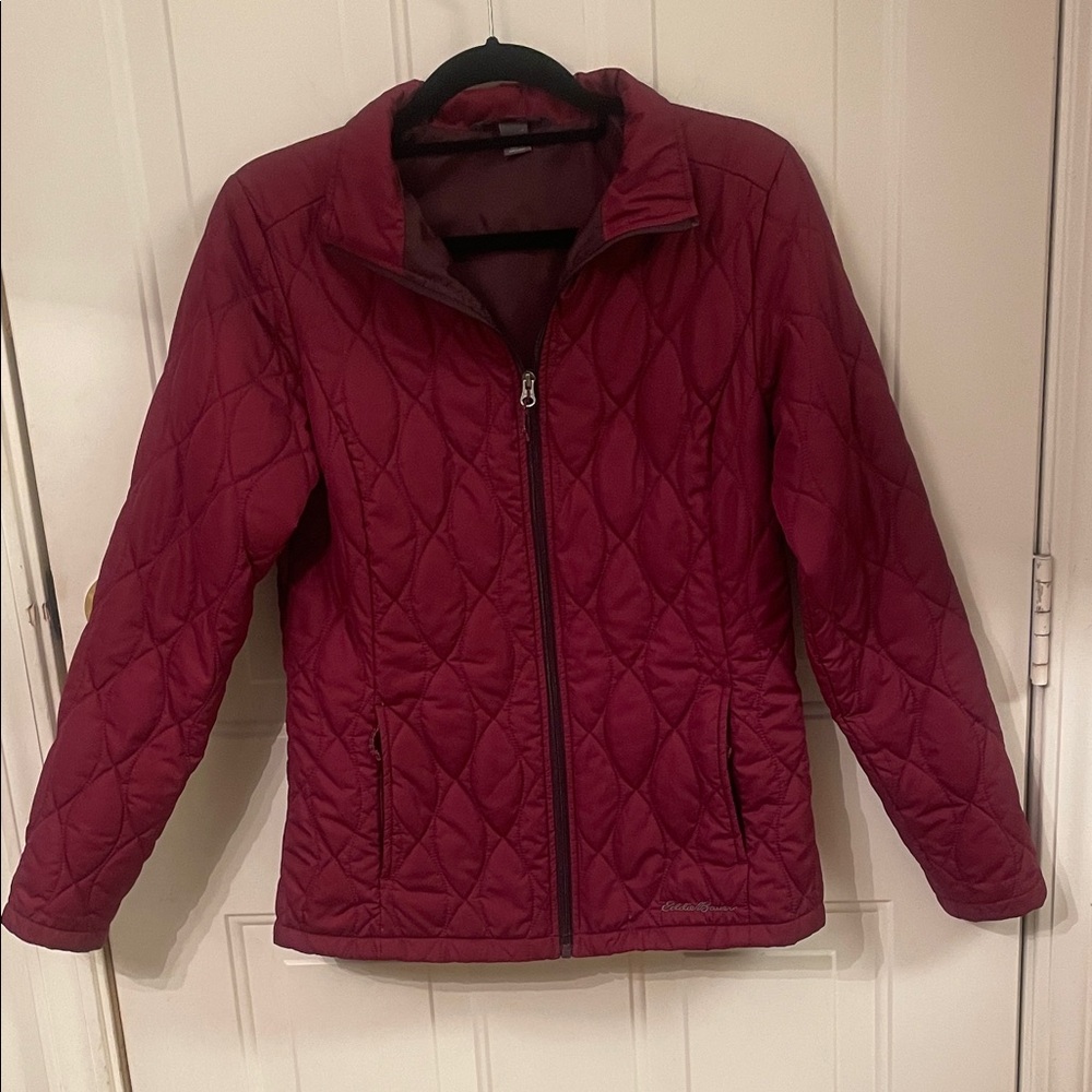 Eddie Bauer Women's Quilted Puffer Jacket - Deep Red Winter Ski